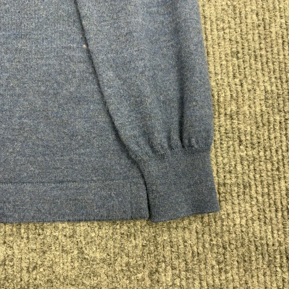 Joseph Abboud Sweater Mens M Blue Merino Wool Quarter Zip Mock‎ Neck Classic